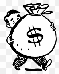Cash Png Black And White Transparent - Money Bag Clipart
