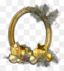 Gold Oval Frame - Christmas Transparent Background Merry Png