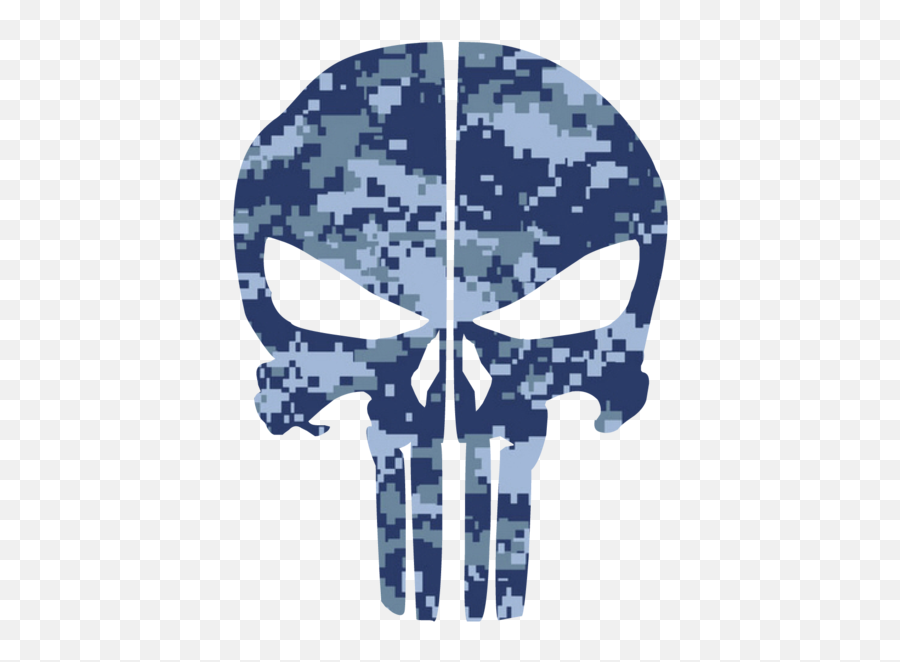 Blue Digital Camo Punisher Skull - Camo Punisher Skull Png,Punisher Skull Transparent