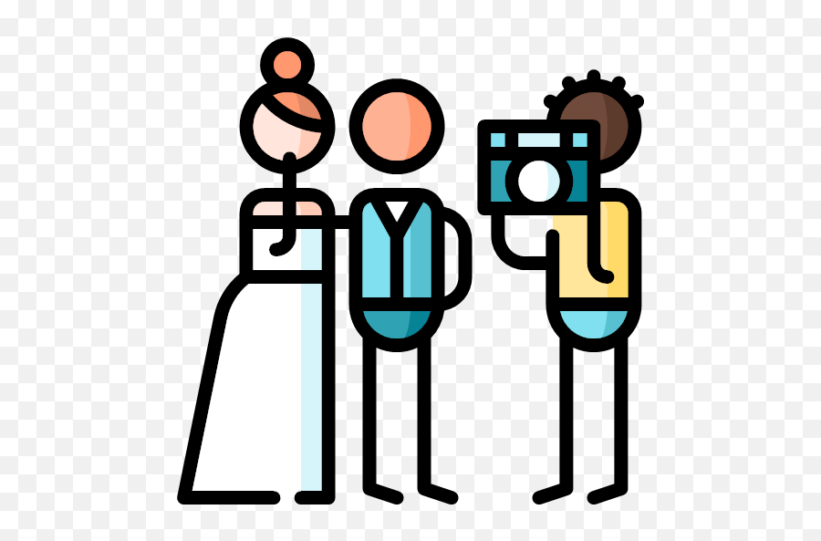 Line And Color Photographer Wedding Couple Icon - Wedding Icons Png,Wedding Ceremony Icon