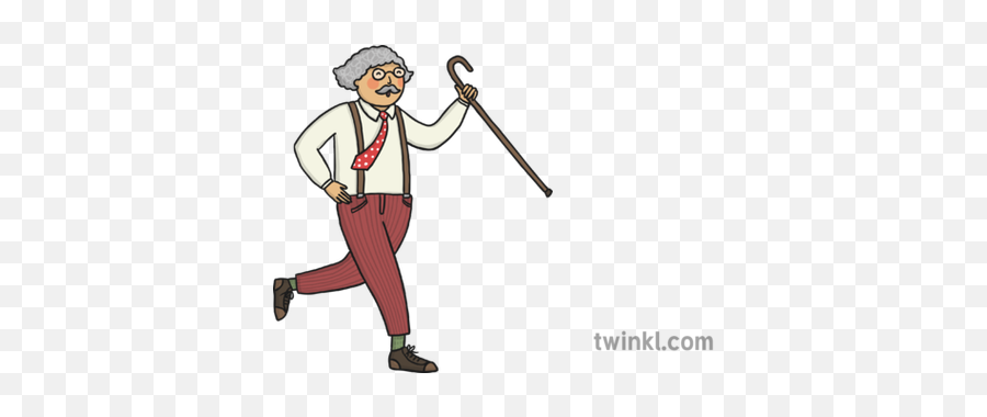 Running Old Man Illustration - Twinkl Cartoon Old Man Running Png,Old Person Png
