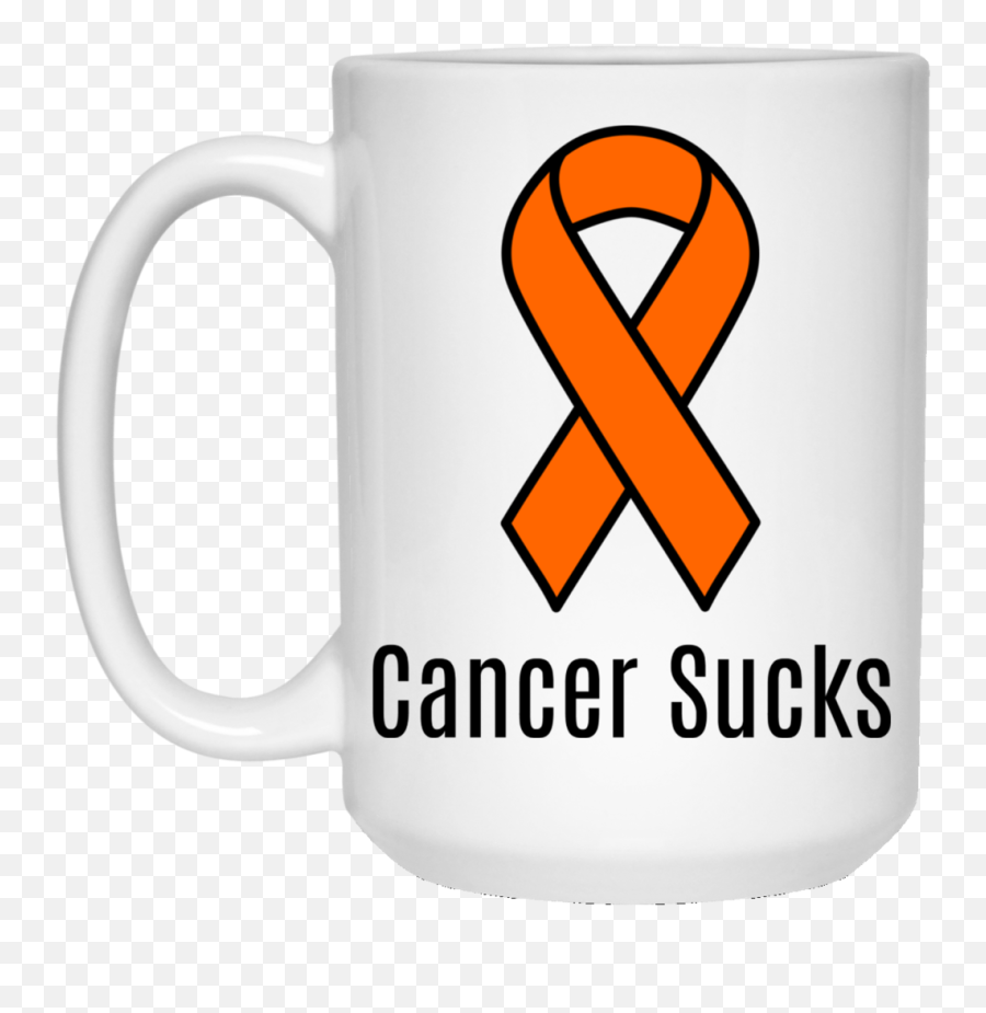 Cancer Sucks Orange Ribbon Awareness 15 Oz Mug - Brain Cancer Ribbon Clipart Png,Orange Ribbon Png