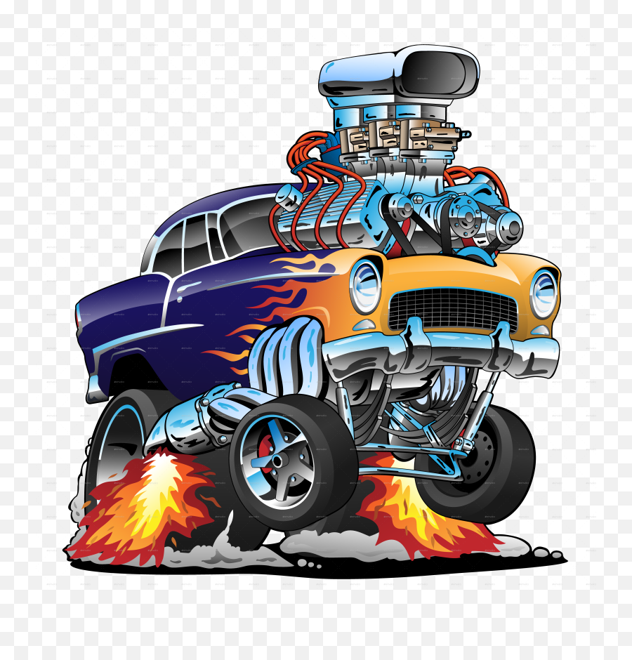 Download 55 Funny Car V4 - Muscle Car Full Size Png Image Cartoon Hot Rod Car,Muscle Car Png