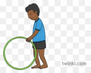 Child Rolling Hoop Illustration - Twinkl Rolling A Hula Hoop Clipart Png,Hula Hoop Png