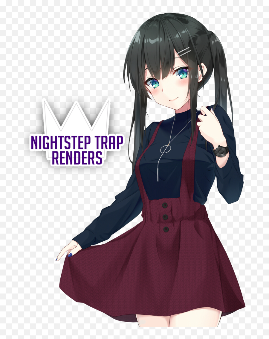 Anime Girl Black Hair Background PNG - PNG Play