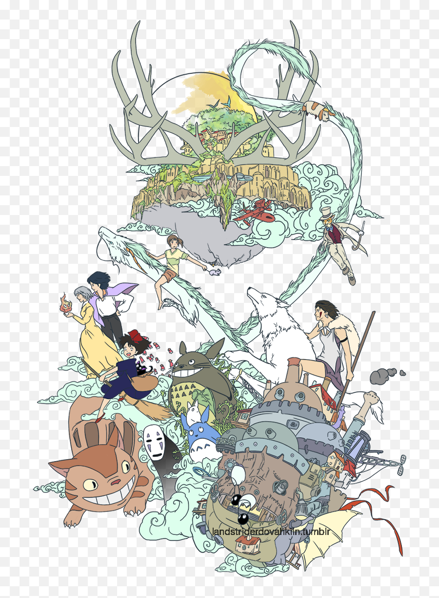 Studio Ghibli Transparent - Studio Ghibli Collage Characters Png,Studio Ghibli Png