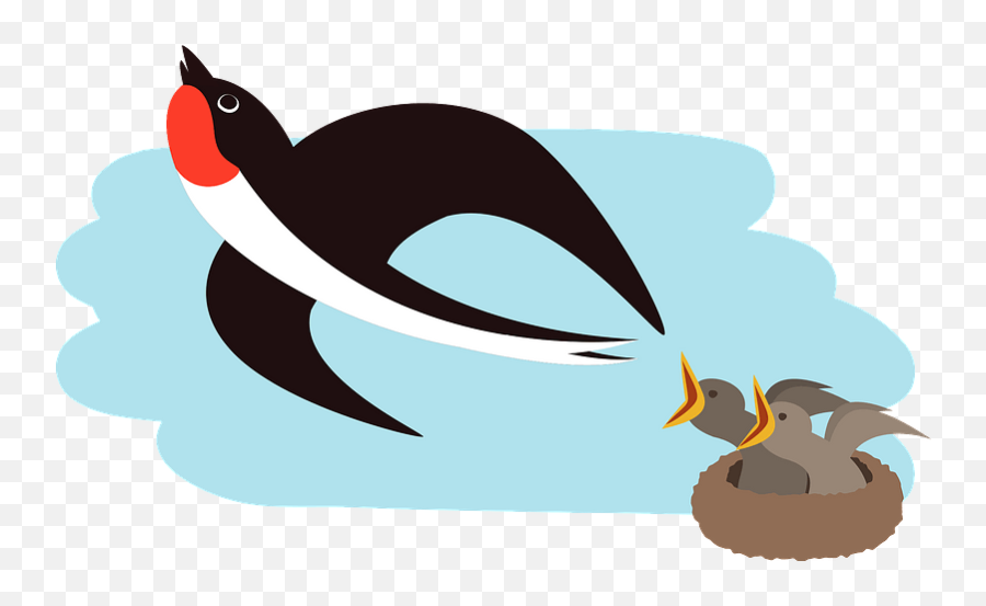 Swallow Bird Flying Away From Baby Birds In The Nest Clipart - Birds Png,Birds Flying Transparent