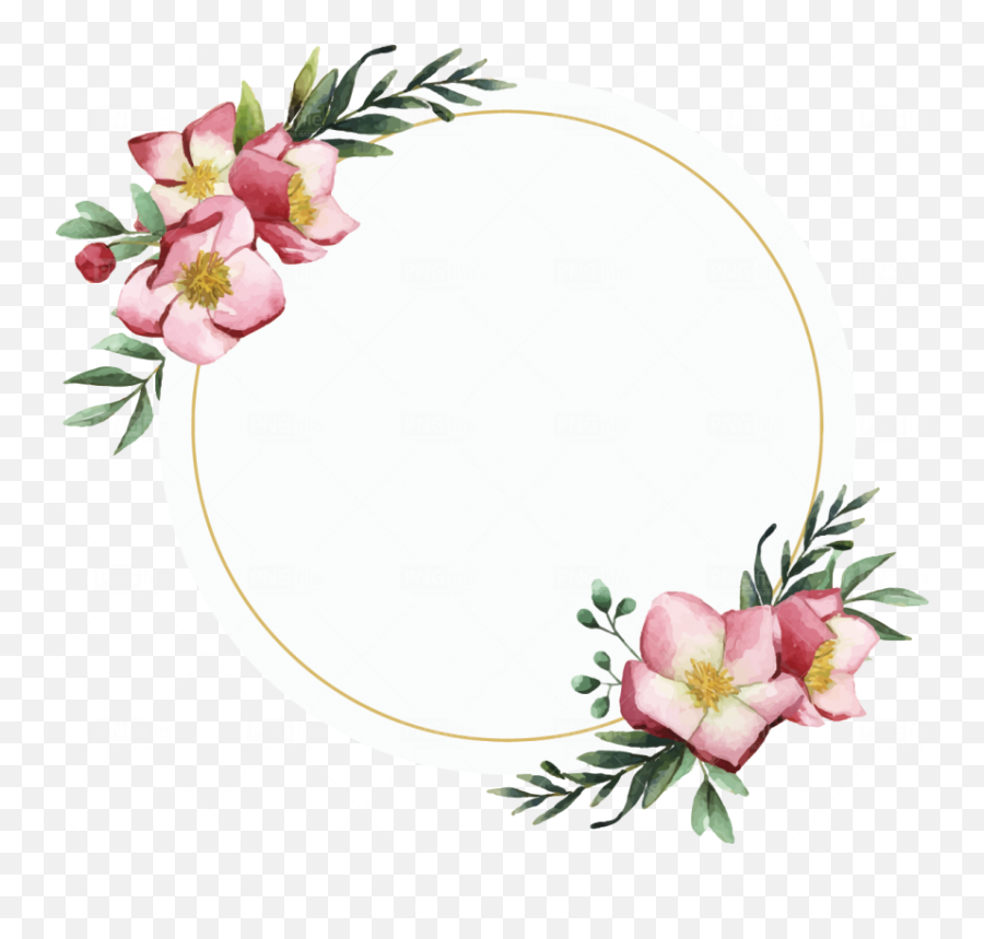 Round Flower Frame Watercolor Png - Photo 978 Pngfilenet Flower Round Frame Design,Round Frame Png