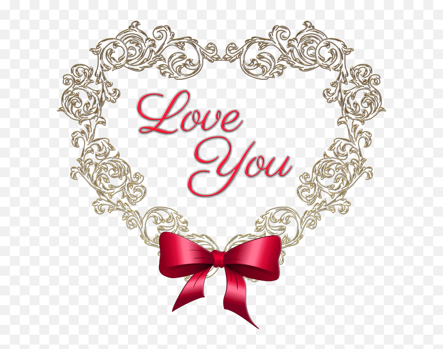 Heart With Red Bow Love You Png Clipart Picture - R Love Sticker,Red Bow Transparent