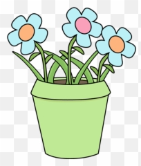 Flower Pot With Blue Flowers Clip Art - With png