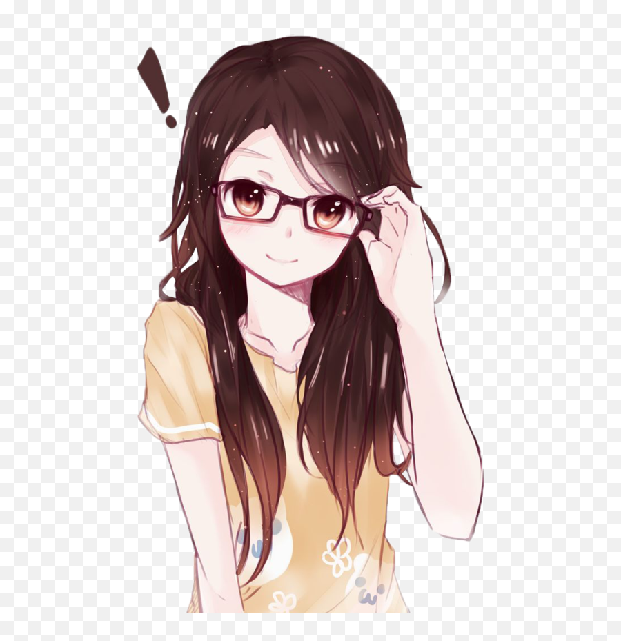 Brunette Anime Girl Glasses Png Image - Anime Girl With Glass,Anime Glasses Png
