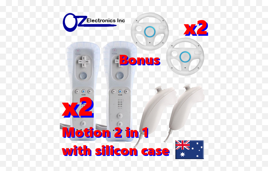 2x 2in1 Remote Wiimote Controllernunchuck For Wii Blue - Headphones Png,Wii Remote Png