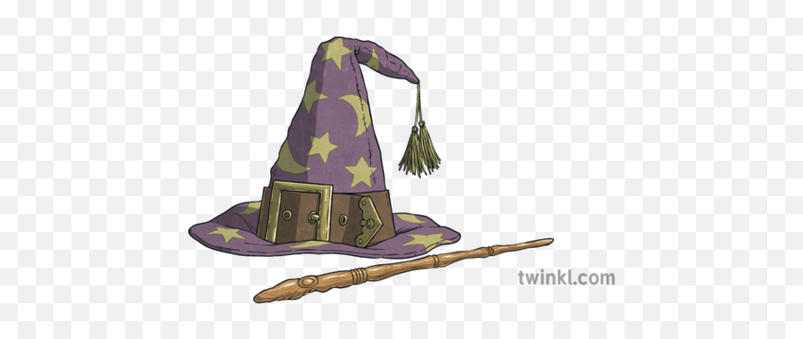Wizards Hat And Wand Magic Ks2 Illustration - Twinkl Wizard Hat And Wand Png,Magic Hat Png