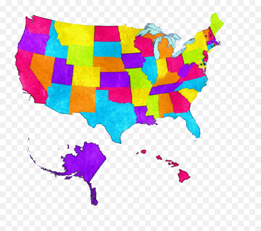 Watercolor Us Map Usa - Covid 19 Trends By State Png,Us Map Png