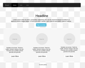 Simple Homepage Bootstrap Wireframe Template - Horizontal png