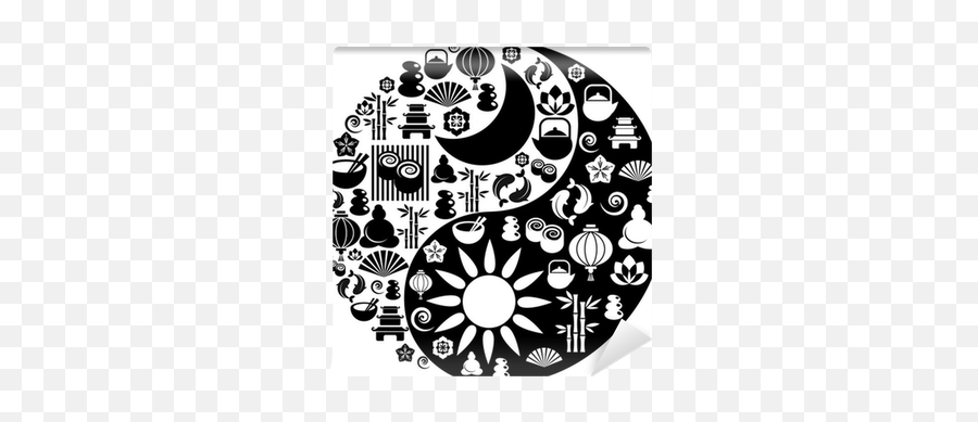 Wall Mural Yin Yang Symbol Made From Zen Icons - Pixersus Zen Png,Zen Icon