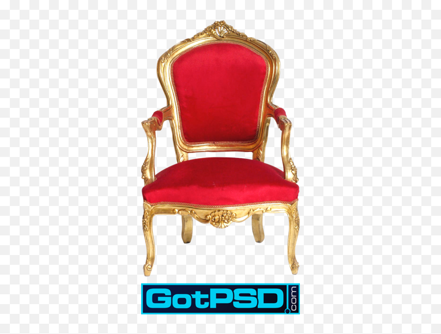 Red Gold King Chair - Psd Chair Background Hd Png,King Chair Png