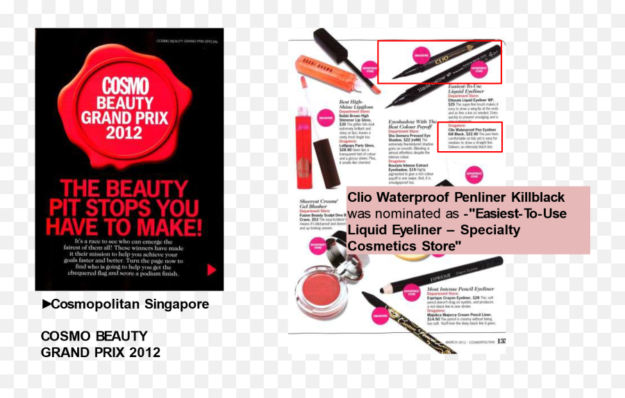 Cosmopolitan Magazine 2012 Clio Kill Black Waterproof - Cosmo Beauty Grand Prix 2014 Png,Cosmopolitan Magazine Logo