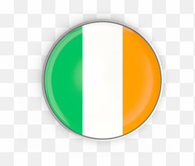 Round Button With Metal Frame - Ireland Flag Icon png