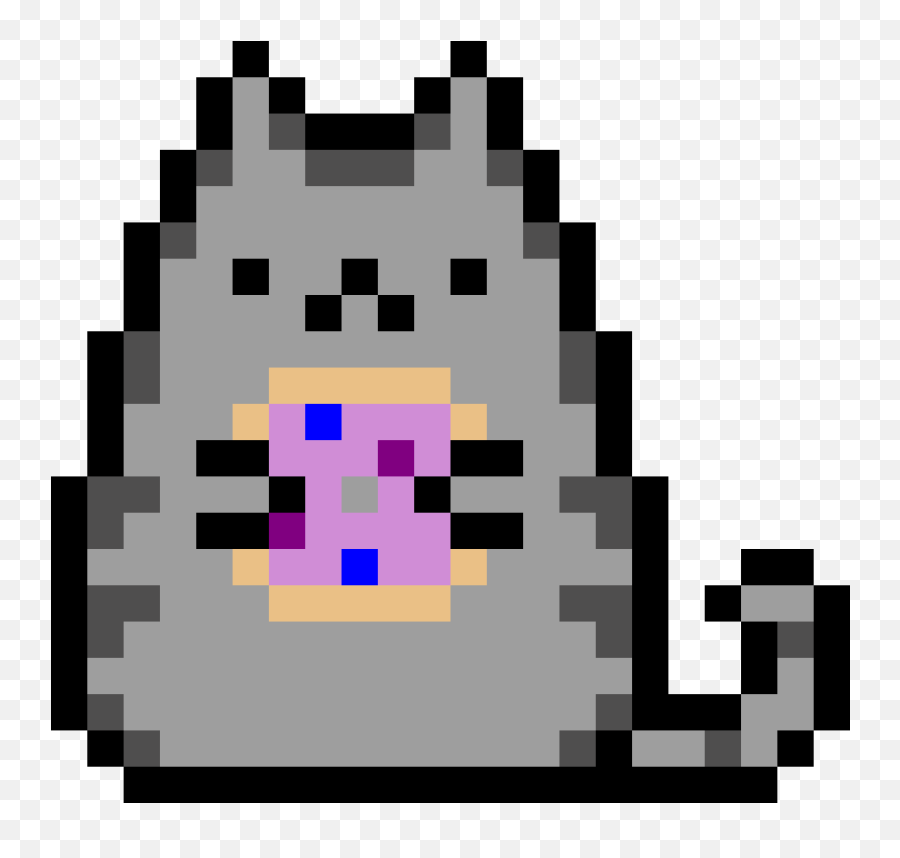 Download The Pusheen Cat Holding A - Cat Pixel Art Png,Pixelated Png