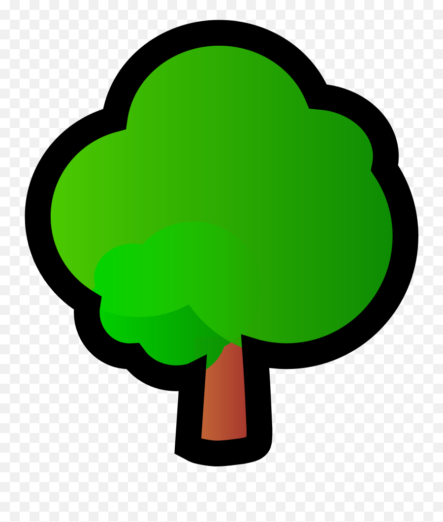 Abstract Green Tree With Black Outline Icon Free Image Download - Small Tree Clipart Png,Abstract Leaf Icon