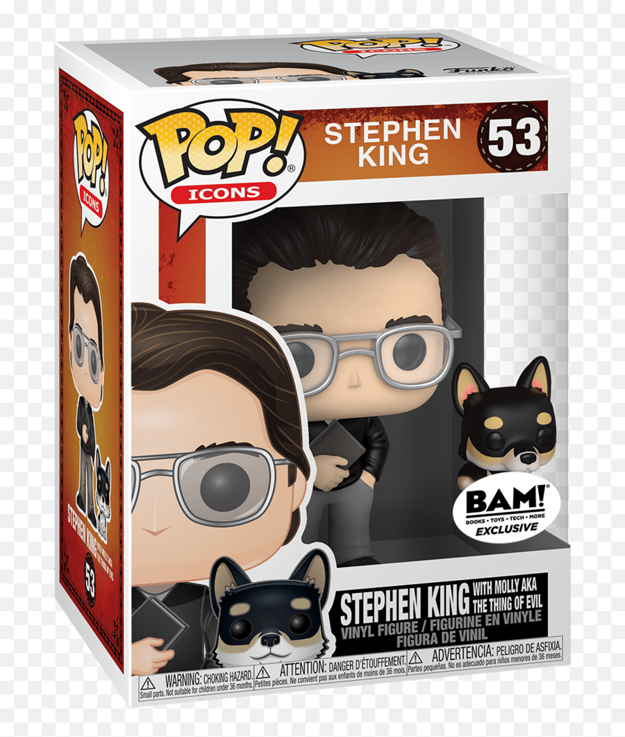 Funko Pop Icons Stephen King 53 With Molly - Stephen King With Molly Funko Png,Bam Icon