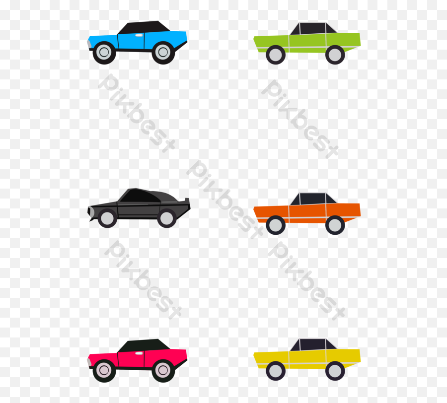 Cartoon 6 Groups Color Car Icon Vector Design Psd Free - Simple Voiture Dessin Couleur Png,Free Car Icon