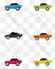 Cartoon 6 Groups Color Car Icon Vector Design Psd Free - Simple Voiture Dessin Couleur png