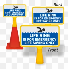 Life Ring Is For Emergency Coneboss Pool Sign Sku Cb - 1240 Swimming Pool Lane Signs Png,Life Ring Png