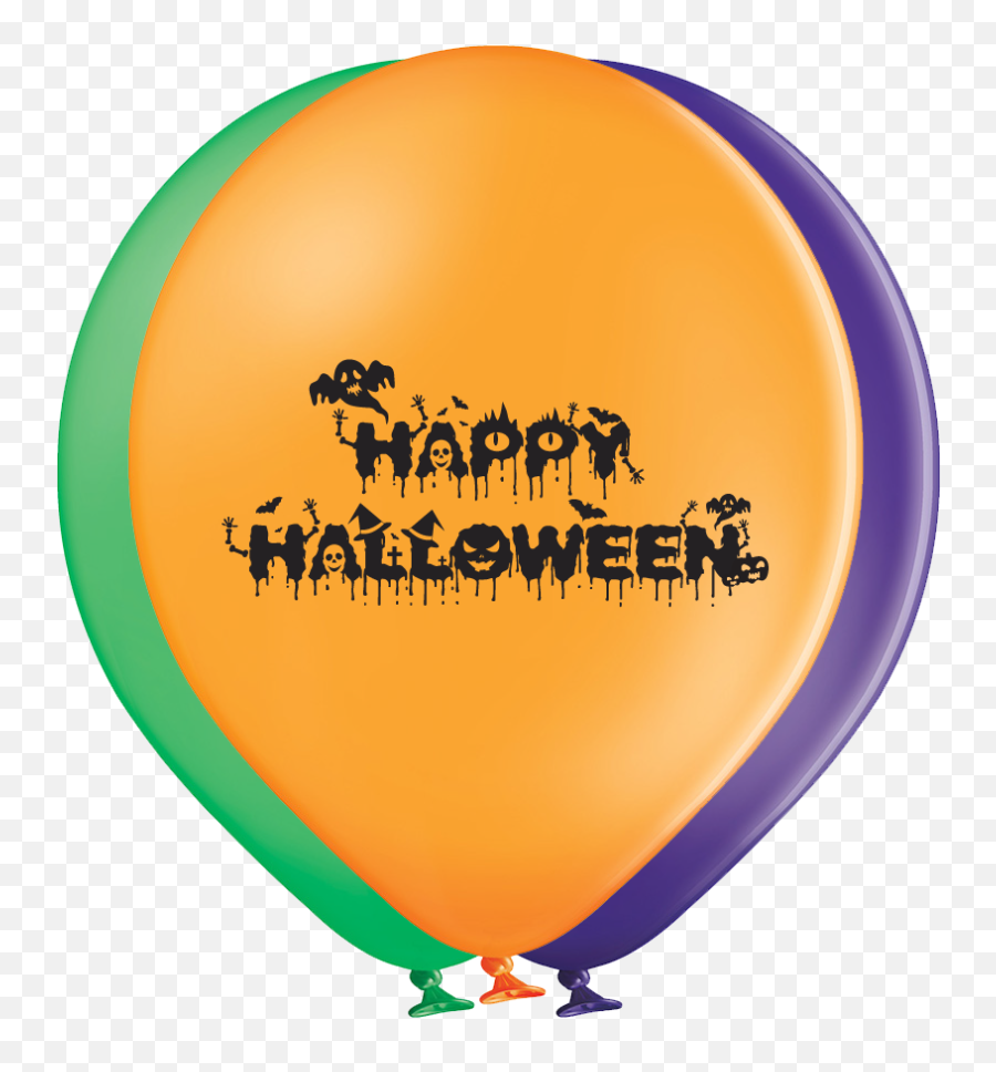 Latex Preprinted Happy Halloween Balloons 10 - Balloon Png,Happy Halloween Transparent