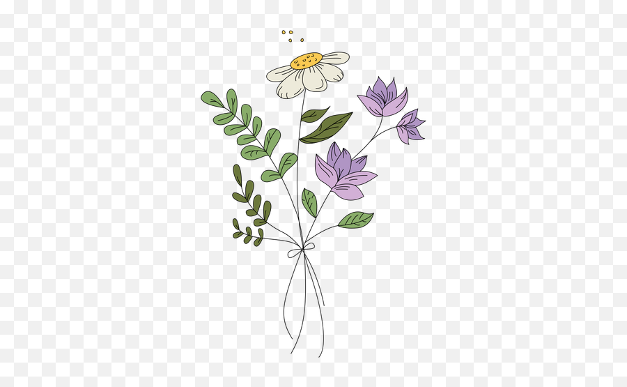 Flowers Purple Pollen Drawing Hand Drawn - Transparent Png Hand Illustrated Flower Png,Png Flowers