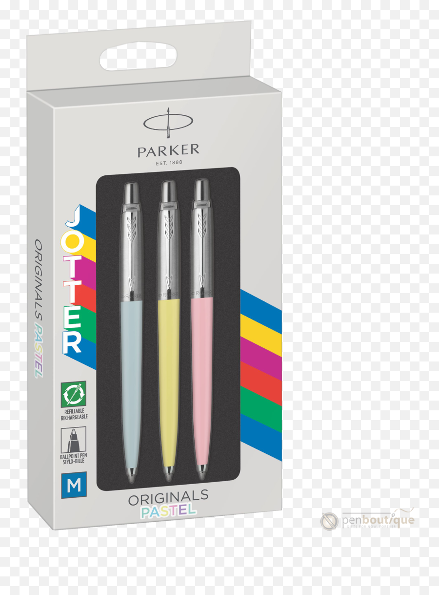 Parker Jotter Ballpoint Pen - Pastel Bluepastel Pinkpastel Yellow Pack Of 3 Parker Jotter Originals Pastel Png,Modern Icon Sets