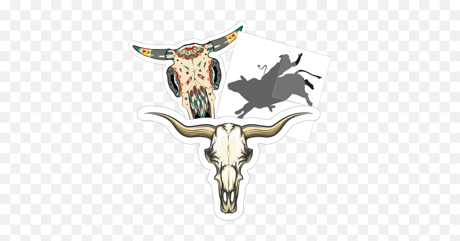 Bull Horn Rodeo Riding Stickers U0026 More Car - Bull Skull Set Vector Png,Bull Skull Icon