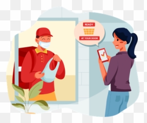 Best Premium Delivery Man Giving Parcel To The - Conversation Png,Door Dleivery Icon