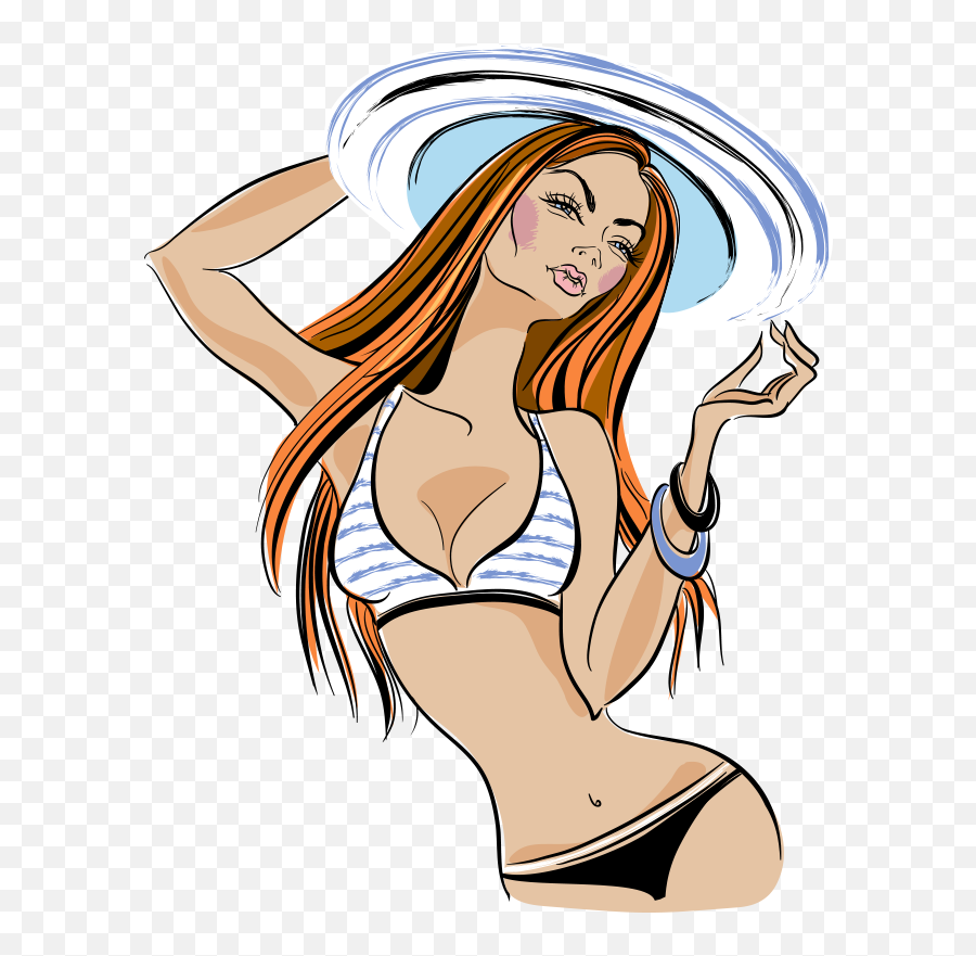 Girl Is Stripy Bikini Adult Sticker - Tenstickers Tjejer I Bikini Tecknad Png,Girl In Bikini Png