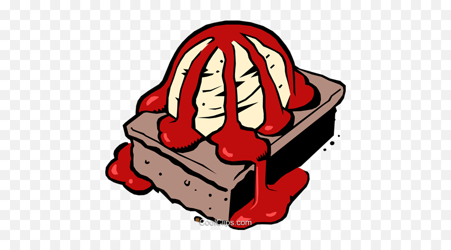 Brownie With Fudge Sauce Royalty Free Vector Clip Art - Strawberry Sauce Clipart Png,Fudge Png