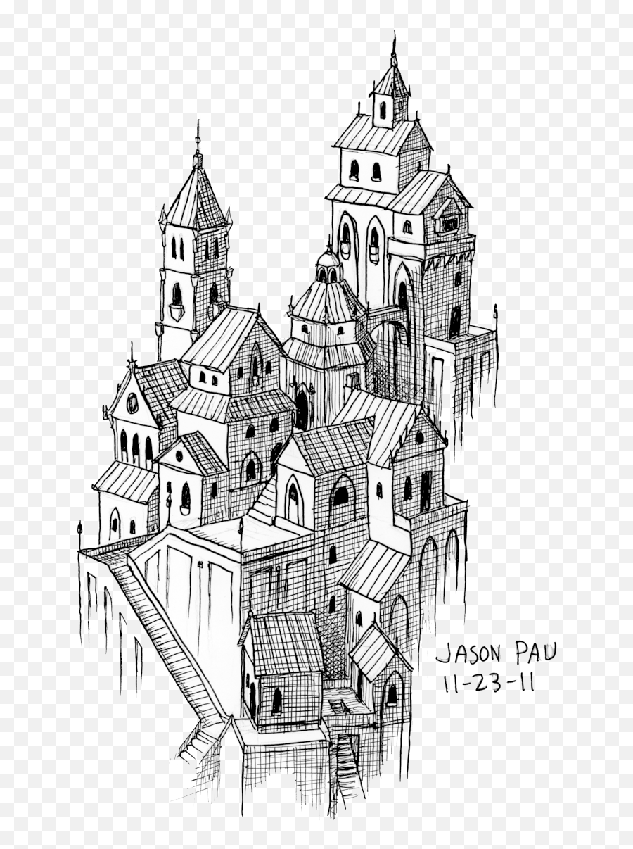 Download Hd Fantasy City Clipart Png - Fantasy City Pencil Fantasy City Sketch,City Clipart Png