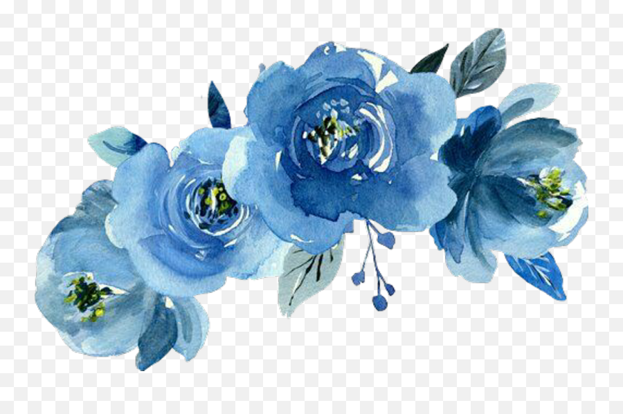 Coolest - Transparent Background Blue Watercolor Flowers Png,Flower Crown Transparent