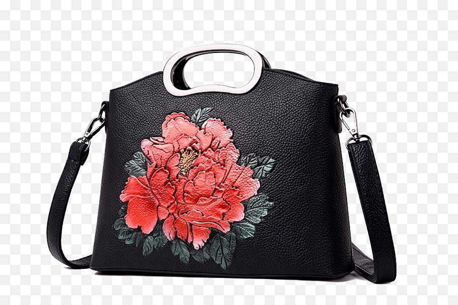 Download Black Flower Bag 4 Colors - Handbag Png,Handbag Png