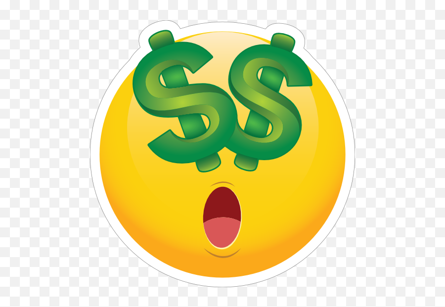 Cute Money Eyes Dollars Emoji Sticker - Emoji With Money Eyes Png,Money Emo...