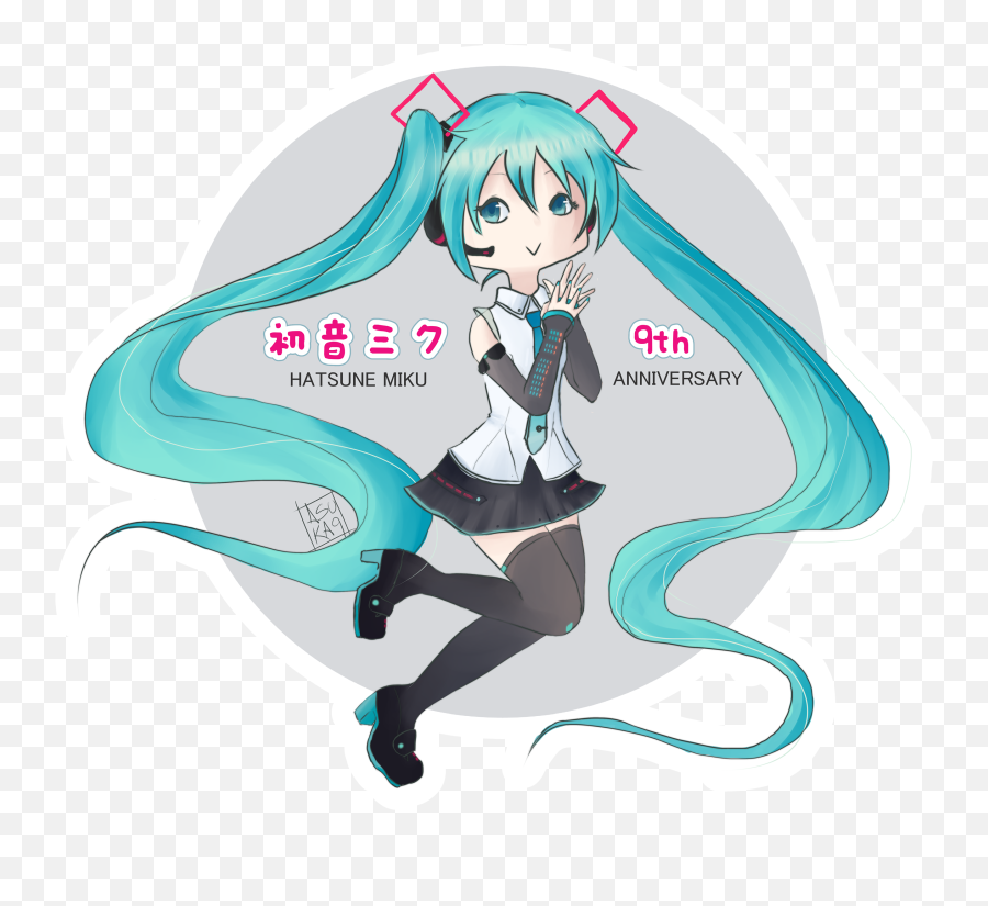 Hatsune Miku 9th Anniversary - Cartoon Png,Miku Transparent