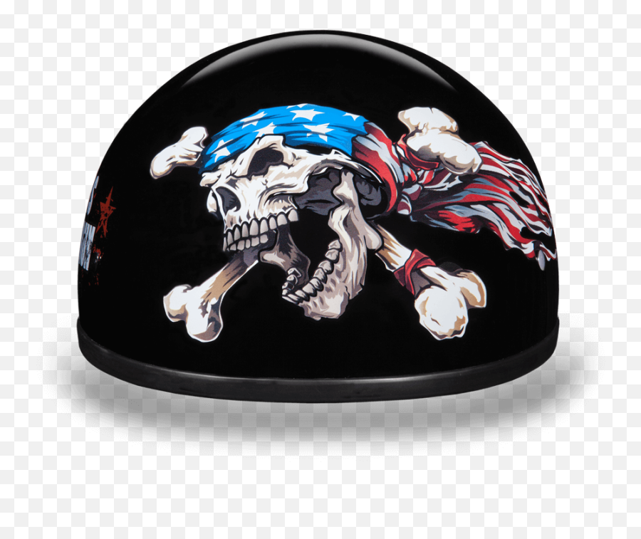 Daytona Half Helmet W Patriotic Skull U0026 Crossbones U2013 Dot Certified - Motorcycle Helmet Png,Skull Crossbones Png