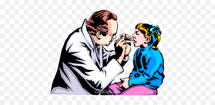 Doctor Checking Young Patient Royalty Free Vector Clip Art - Doctor Checking Patient Clipart Png,Patient Png