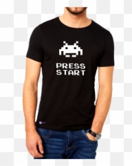 Download Hd Camiseta Press Start Marcianito Transparent Png