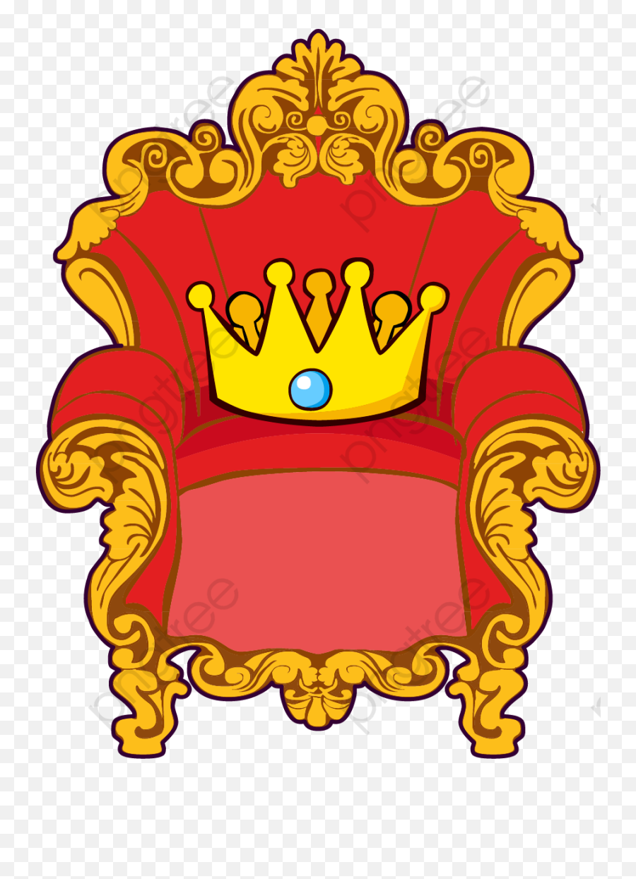 Cartoon Throne Golden Red Crown - Throne Cartoon Png,Crown Cartoon Png