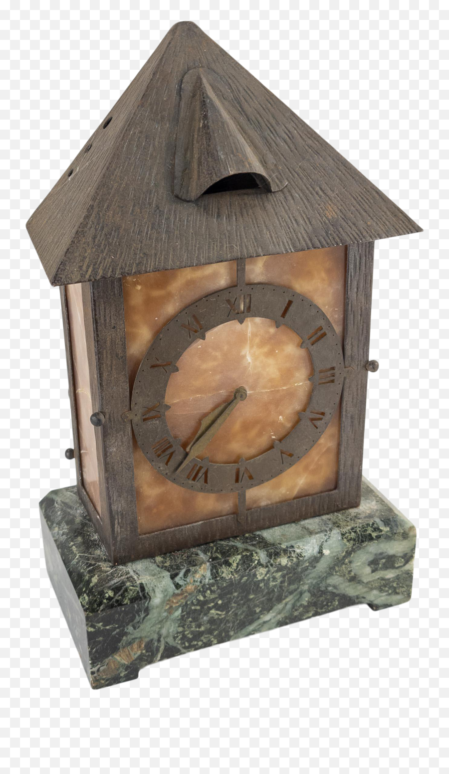 American Arts U0026 Crafts Alabaster And Marble Mantel Clock - Solid Png,Birdhouse Icon
