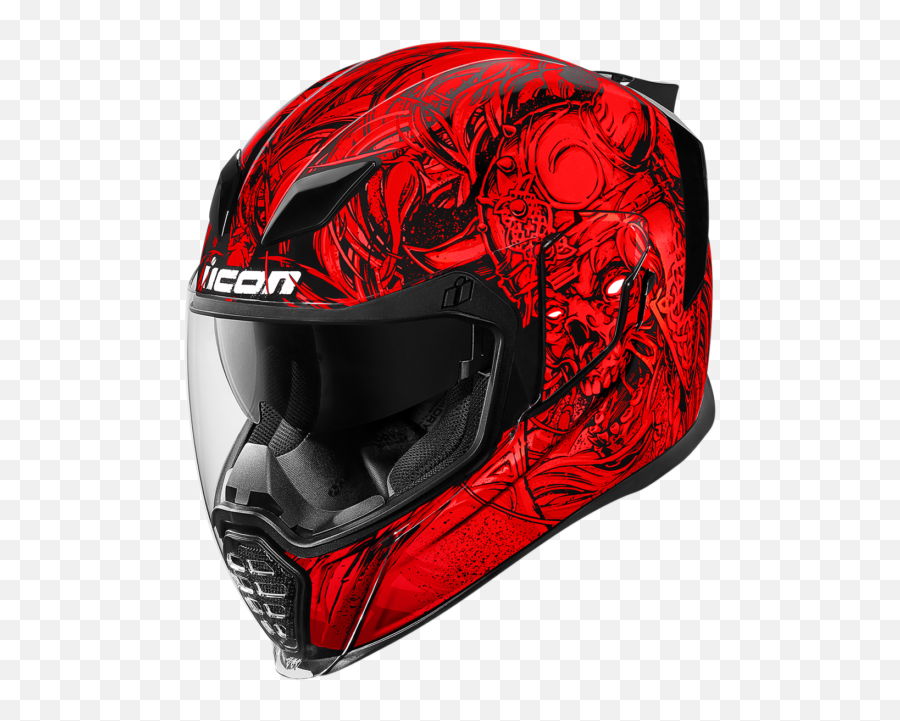 Icon Airflite Krom Redblack Motorcycle Helmet Vehicle Parts - Icon Airflite Krom Png,Icon Moto Helmet
