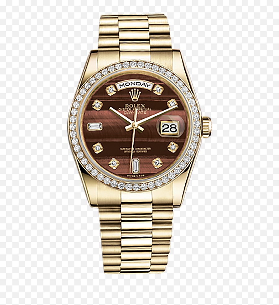 Diamond Rolex Png Banner Transparent - Rolex Day Date Gold Brown Dial,Rolex Png