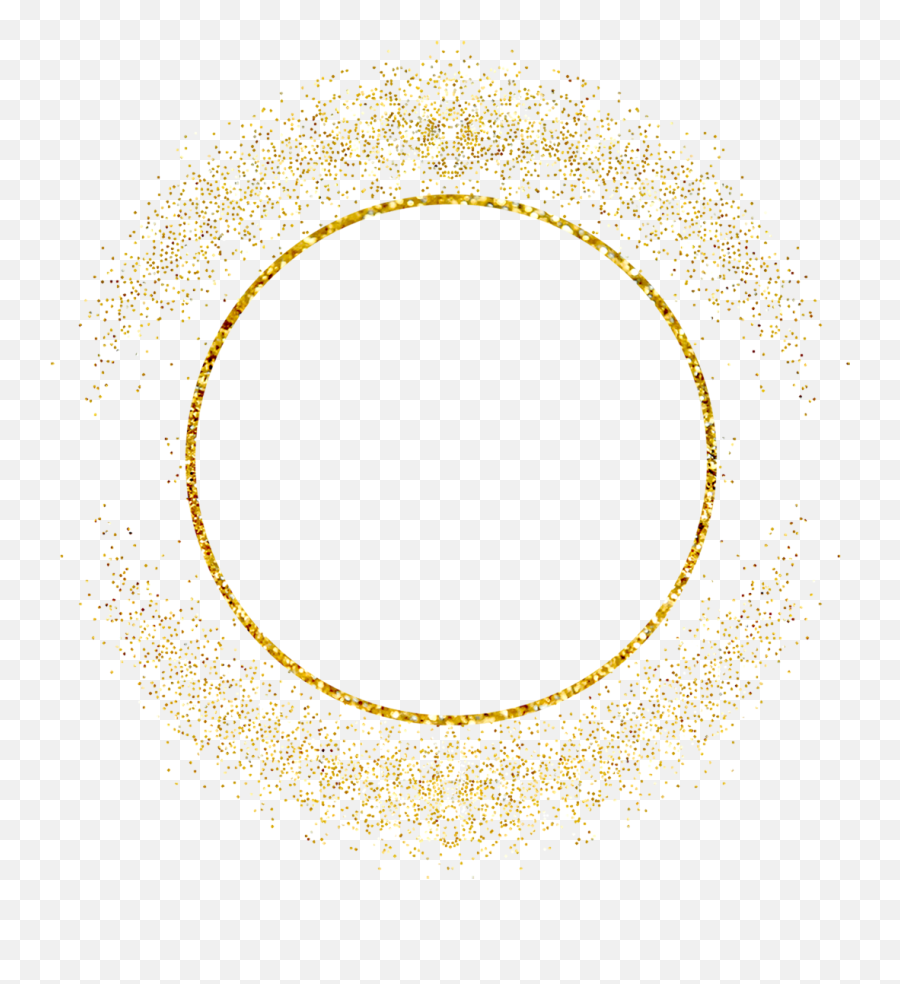 Circle Round Gold Frame Sticker - Circle Png,Glitter Border Png