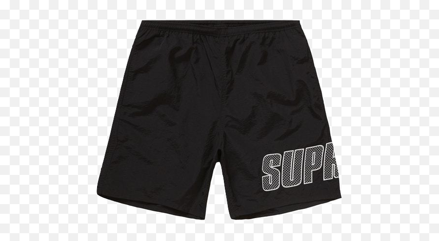 Supreme Logo Applique Water Short - Black Pantaloncini Stussy Png,Supreme Logo Font